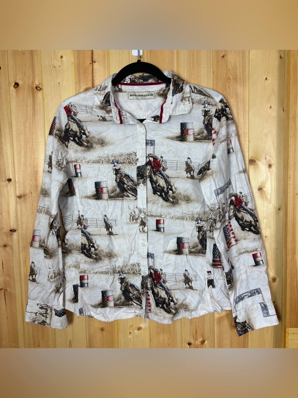 Bit & Bridle Womens M Western Shirt Barrel Racing Cowgirl Rodeo Americana